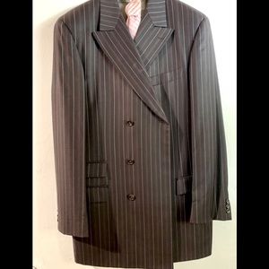 Men’s 3 piece black and pink striped suit 35W